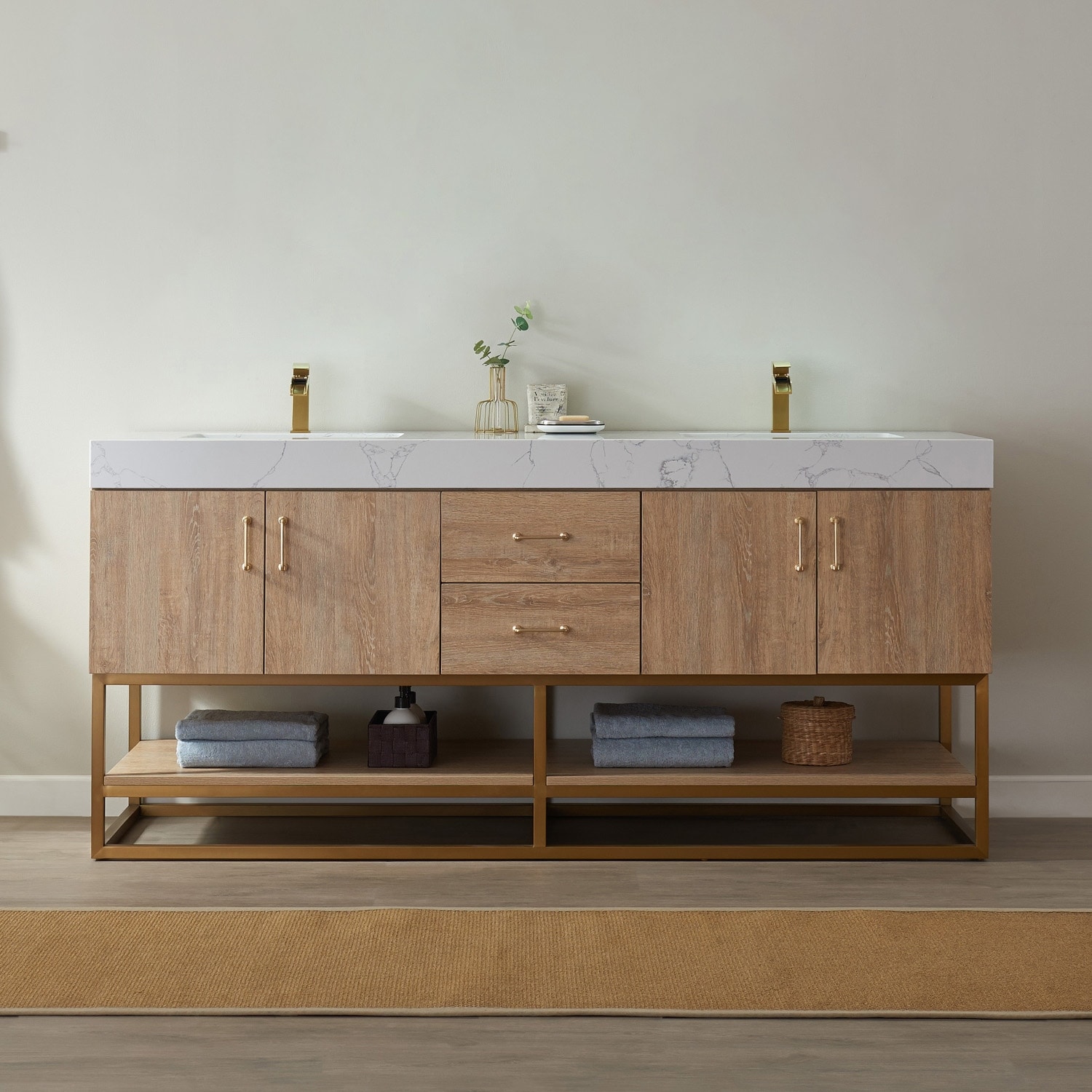 Cadiz Bathroom Vanity with Composite Stone Top without Mirror - On Sale ...
